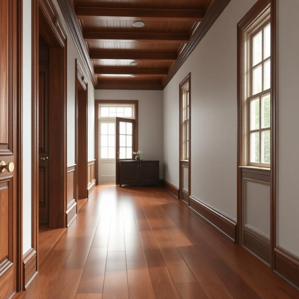 Traditional narrow-plank hardwood in a hallway